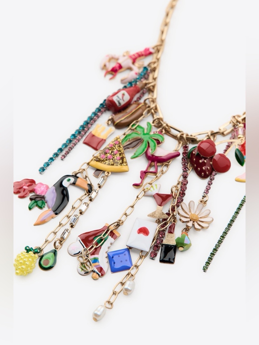 Zara charm link necklace, tropical vacation themed, festival - Picture 4 of 15